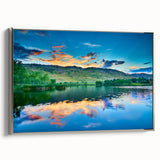 Landscape art painting of Boulder, Colorado, featuring vibrant colors, framed in silver on canvas.
