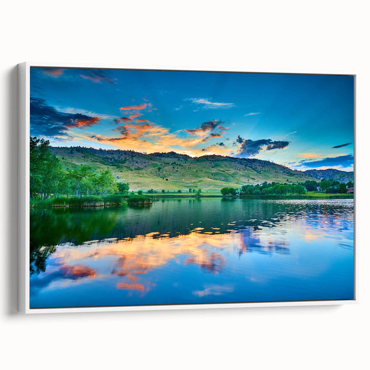 Vintage poster art of Boulder, Colorado on extra large framed canvas, featuring colorful artwork against a black background.