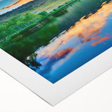 Art deco poster featuring a scenic view of Boulder, Colorado in muted earth tones on rolled canvas.