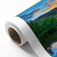 Art deco style poster of Boulder, Colorado scenery on rolled canvas, with pastel color palette, ideal for nursery wall art.