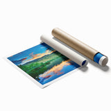 Extra large rolled print of Boulder, Colorado scenery with vibrant floral elements, ideal for classy bathroom wall art.