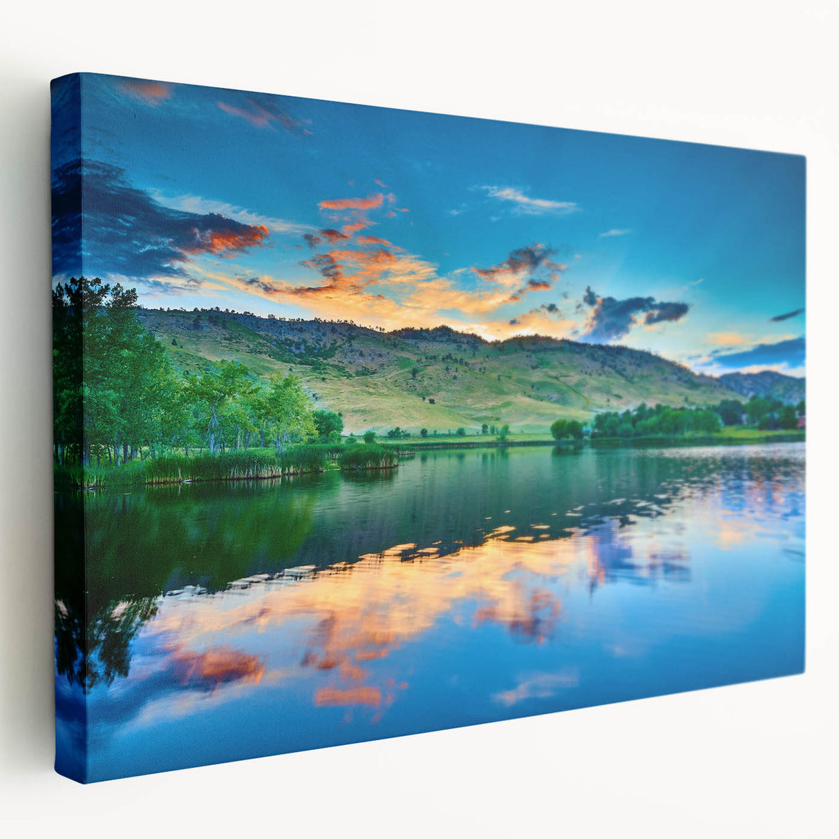 Large wall art depicting Boulder, Colorado scenery in muted earth tones on stretched canvas, suitable for kitchen decor.