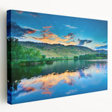 Large wall art depicting Boulder, Colorado scenery in muted earth tones on stretched canvas, suitable for kitchen decor.