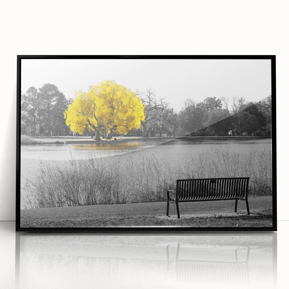 Large abstract wall art of Denver skyline in muted gray and blue tones, framed acrylic, ideal for modern office decor.