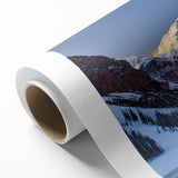 Art deco poster of Maroon Bells, Colorado, in pastel shades on rolled canvas, suitable as nursery wall art.
