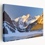 Maroon Bells, Colorado scenery on large stretched canvas with vibrant green and blue tones, suitable for kitchen wall art.