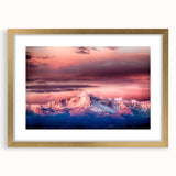 Extra large wall art of abstract Pikes Peak scenery in textured gold frame, ideal for living room decor.