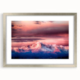 Textured art print of Pikes Peak in muted earth tones on a silver-framed mat, ideal for bedroom art.