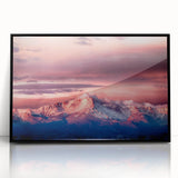 Large abstract wall art of Pikes Peak in muted earth tones, framed acrylic, ideal for modern living room decor.