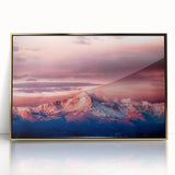 Framed acrylic print of Pikes Peak with muted earth tones, ideal for nursery wall art.