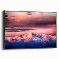 Black and white framed canvas of Pikes Peak landscape, ideal for bedroom wall decor.