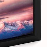 Black wall art depicting Pikes Peak in Colorado with colorful, textured brush strokes on a large framed canvas.