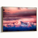 Framed canvas of Pikes Peak landscape in muted gold and black tones, ideal for bedroom wall art.