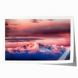 Rolled print of Pikes Peak with floral foreground in muted earth tones, suitable for dining room or bathroom.