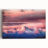 Black and white image of Pikes Peak on stretched canvas, suitable for kitchen wall art.