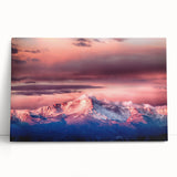 Black and white image of Pikes Peak on stretched canvas, ideal for kitchen wall art or bedroom.
