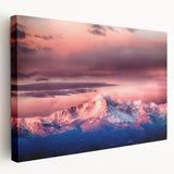 Landscape painting of Pikes Peak in muted earth tones on stretched canvas, suitable for kitchen wall art.