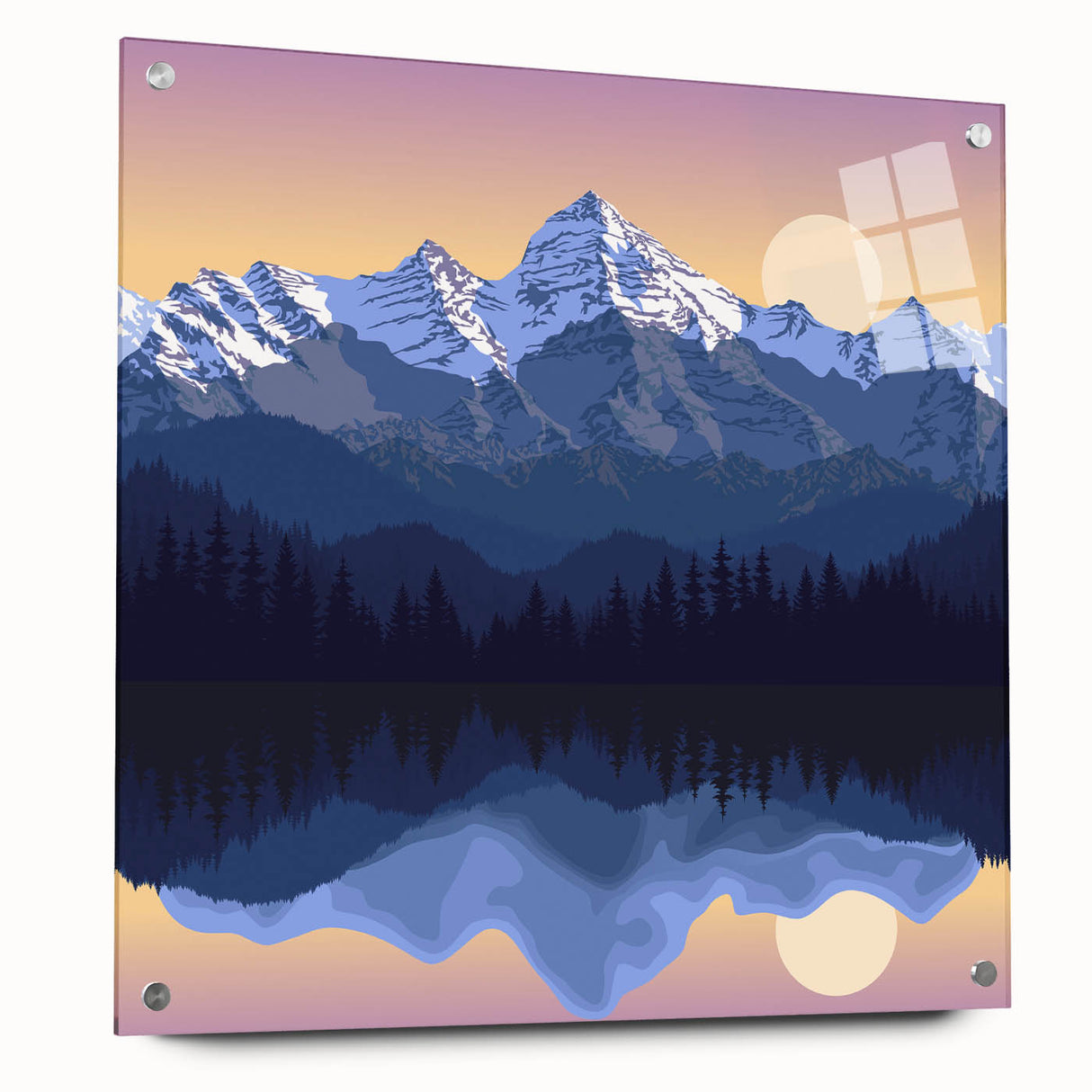Acrylic print of the Colorado Rocky Mountains in earthy tones, suitable for bedroom or dining room decor.