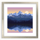 Textured art print of abstract Rocky Mountains in muted earth tones, framed in silver, ideal for bedroom art.