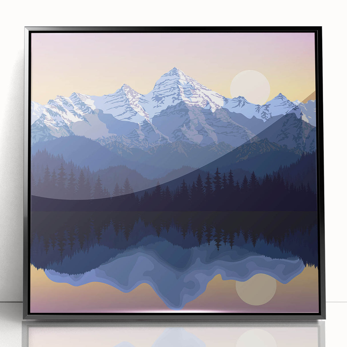 Large abstract wall art depicting the Rocky Mountains in muted earth tones on a framed acrylic.
