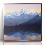 Large acrylic print of the Rocky Mountains with gold frame, featuring earthy tones, ideal for modern art wall decor.