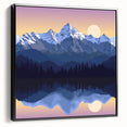 Black and white framed canvas of the Rocky Mountains, ideal for bedroom wall art.
