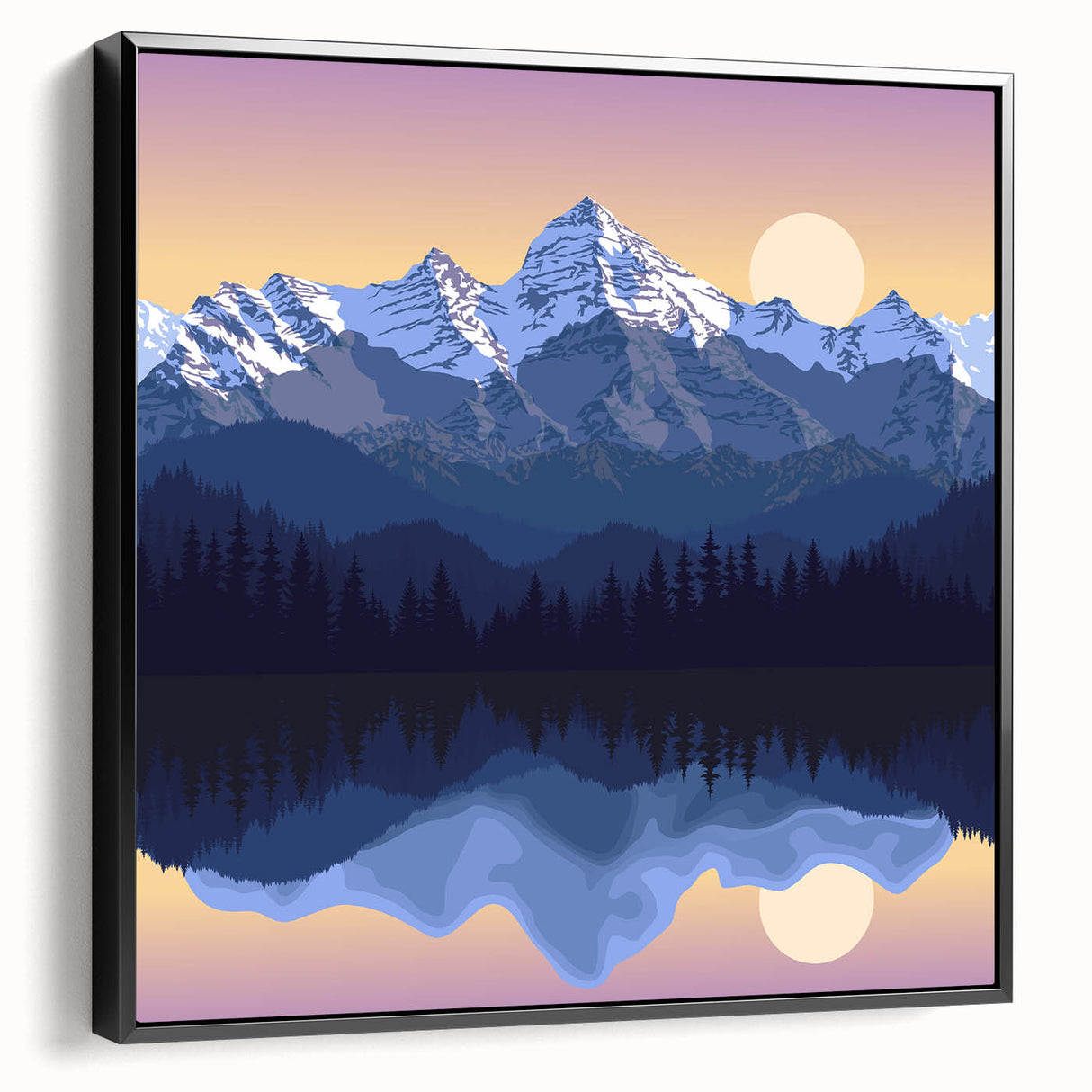 Black and white framed canvas of the Rocky Mountains, ideal for bedroom wall art.