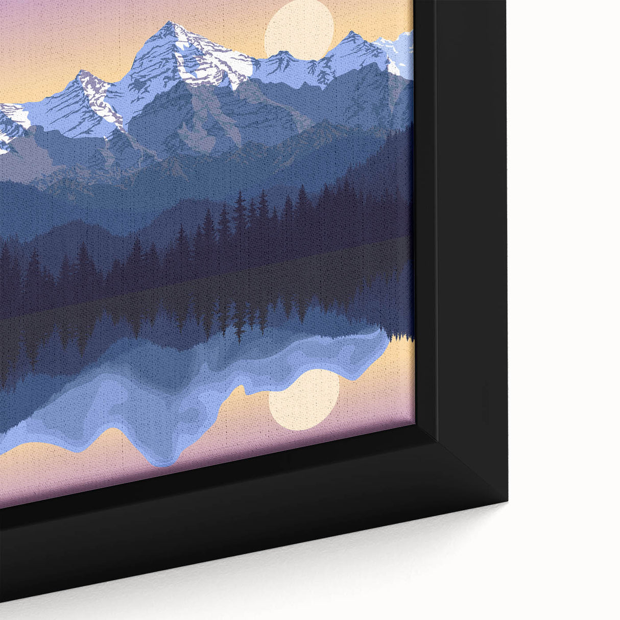 Close-up of a textured black wall art depicting the Rocky Mountains on a framed canvas, with vibrant colors.