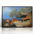 Large abstract wall art depicting Colorado Springs in muted earth tones on a framed acrylic.
