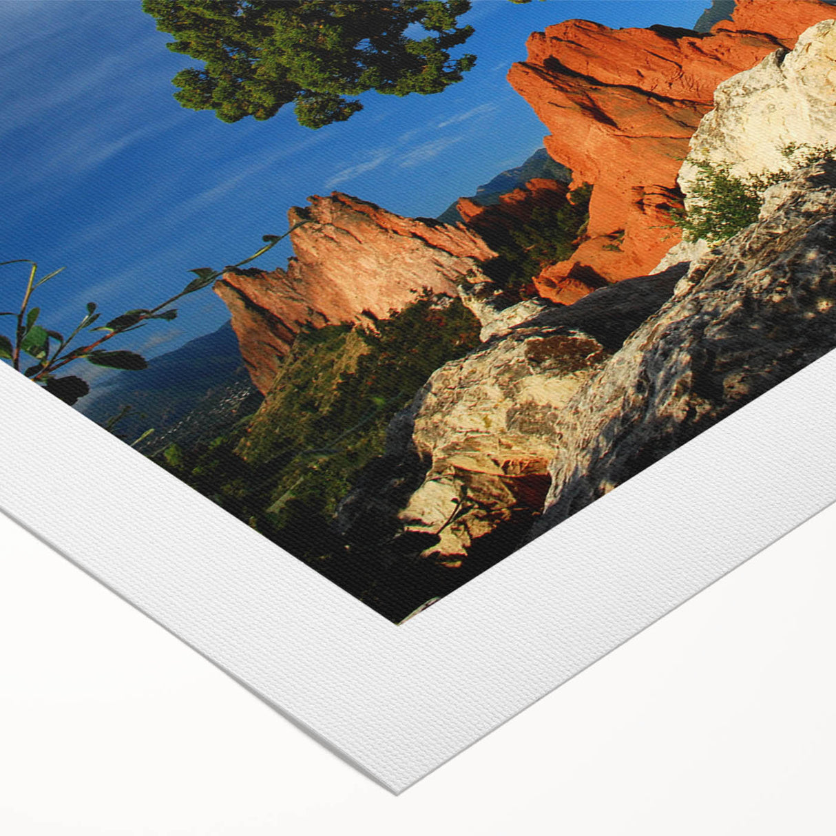 Art deco poster of Colorado Springs with muted earth tones on rolled canvas, suitable for dining room wall art.