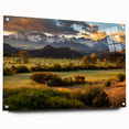 Acrylic print of Telluride, Colorado landscape in vibrant twilight hues, ideal for dining room art.