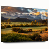 Large abstract wall art of Telluride, Colorado scenery in muted earth tones on acrylic glass.