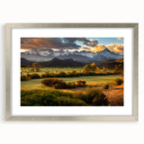 Textured art of Telluride, Colorado landscape in muted earth tones on a framed canvas, suitable for bedroom decor.