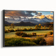 Black and white framed canvas of Telluride, Colorado landscape, ideal for bedroom wall art.