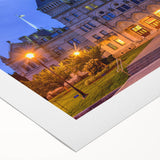 Art deco poster featuring a Connecticut landscape with muted earth tones on rolled canvas, suitable for dining room decor.