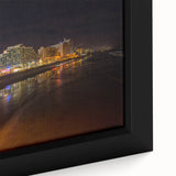 Extra large framed canvas featuring a textured depiction of Daytona scenery with a black and colorful art palette.