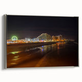 Landscape art painting of Daytona with colorful vintage cars on canvas, framed in silver, ideal for living room decor.