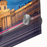 Large abstract wall art of Delaware scenery on acrylic glass, in mid-century modernist style, ideal for dining room decor.