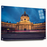 Abstract landscape of Delaware in muted blue and green on acrylic glass, suitable for bedroom or dining room decor.