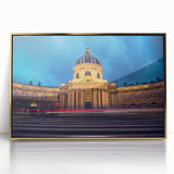 Mid-century modernist Delaware scenery in muted gold and green hues on a framed acrylic, suitable for nursery wall art.