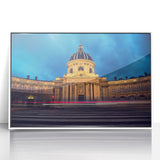 Art deco poster of Delaware scenery on white framed acrylic, with soft pastel shades, suitable for nursery wall art.