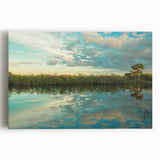 Black and white photograph of Everglades scenery on stretched canvas, ideal for kitchen wall art.