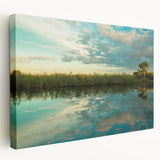 Everglades landscape on large stretched canvas, featuring lush greenery and water, ideal for kitchen wall art.
