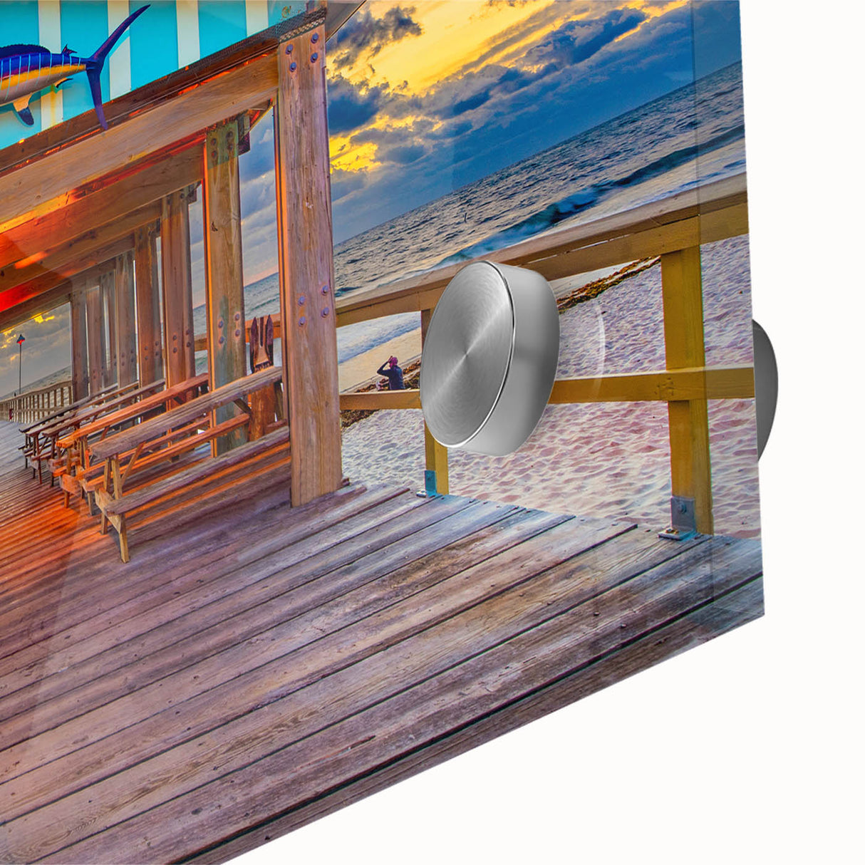 Large abstract wall art of Fort Lauderdale in mid-century modernist style with vibrant sunset hues.