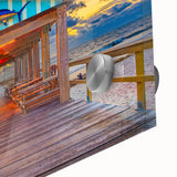 Large abstract wall art of Fort Lauderdale in mid-century modernist style with vibrant sunset hues.