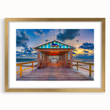 Abstract art print of Fort Lauderdale in textured hues of blue and gold on a large framed canvas.