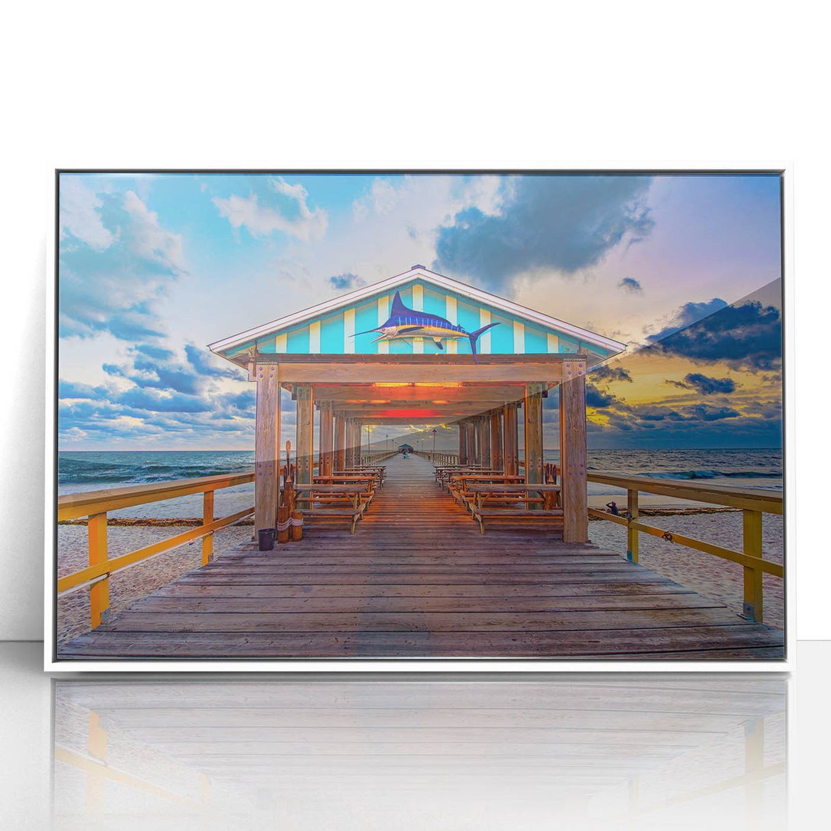 Acrylic print of Fort Lauderdale scenery in art deco style, with pastel shades, ideal for nursery wall art.