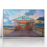 Acrylic print of Fort Lauderdale scenery in art deco style, with pastel shades, ideal for nursery wall art.