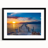 Colorful abstract art print of the Florida Keys in vibrant hues on a large framed canvas, ideal for living room decor.