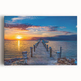 Black and white stretched canvas featuring a tranquil Florida Keys landscape, ideal for kitchen wall art.